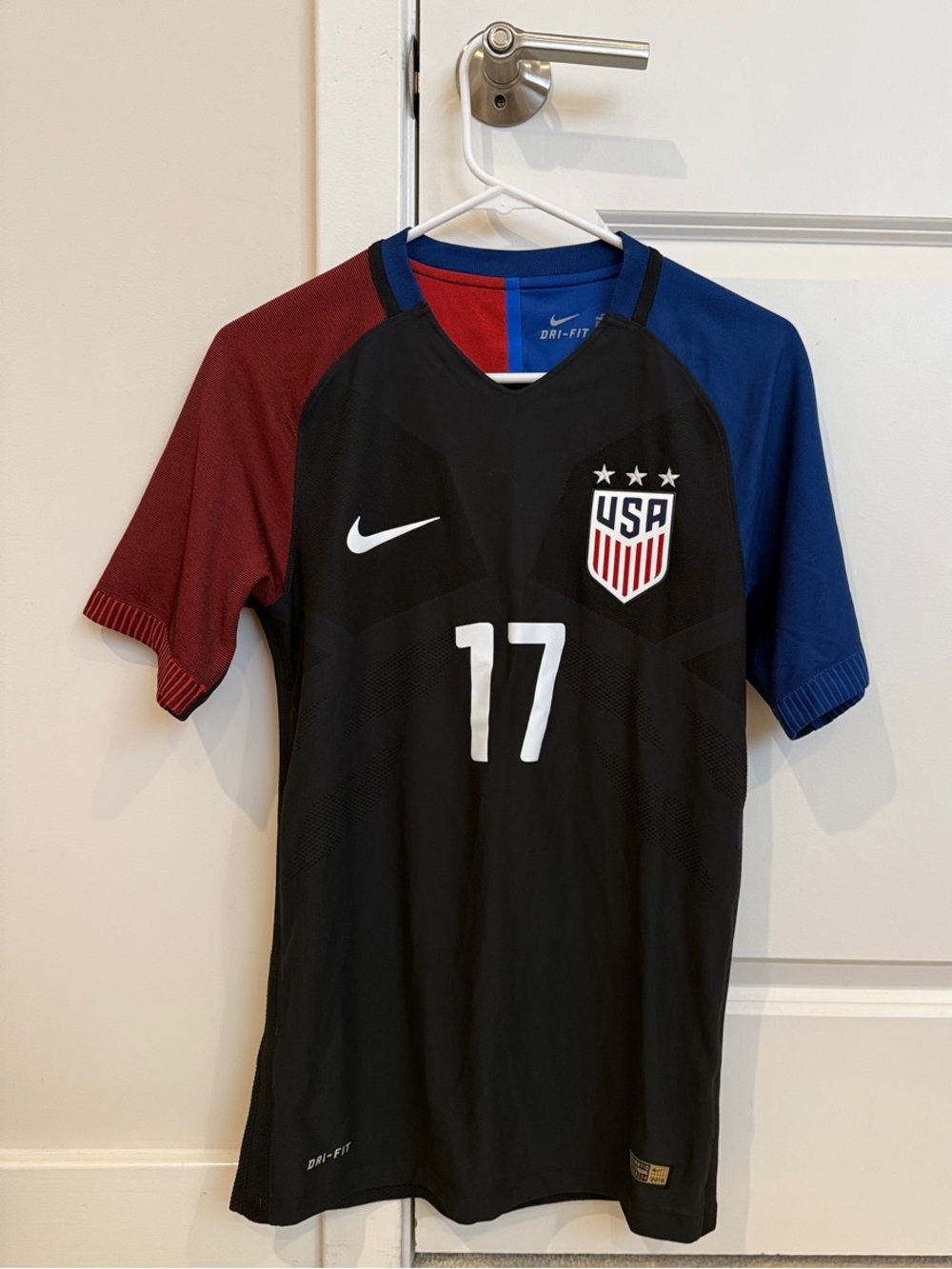 Nike USA Soccer Jersey - Black with Red & Blue Sleeves, Tobin Heath